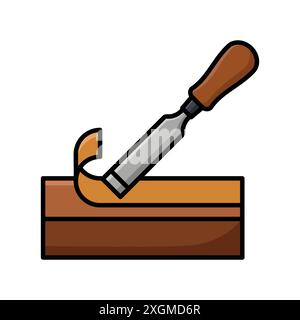 Meißel-Symbol-Vektor-Designvorlage in weißem Hintergrund Stock Vektor