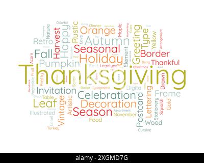 Thanksgiving WordCloud-Vorlage. Festival Konzept Vektor Hintergrund. Stock Vektor