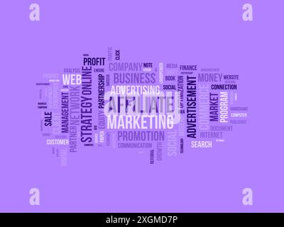 Affiliate Marketing Word Cloud-Vorlage. Hintergrund für den Vektor des Geschäftskonzepts. Stock Vektor