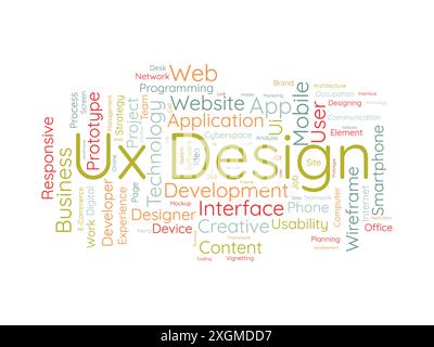 UX Design Wordcloud-Vorlage. Web Business Concept Vektorhintergrund. Stock Vektor