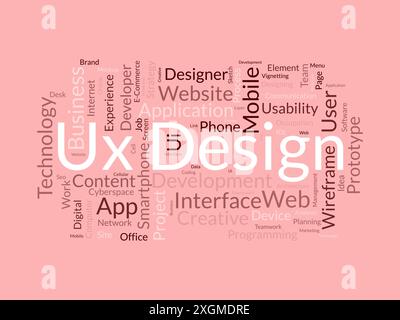 UX Design Wordcloud-Vorlage. Web Business Concept Vektorhintergrund. Stock Vektor