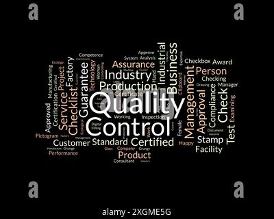 Quality Control Word Cloud-Vorlage. Hintergrund für den Vektor des Geschäftskonzepts. Stock Vektor