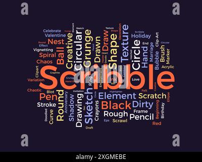 Scribble Word Cloud-Vorlage. Vektorhintergrund des Kunstkonzepts. Stock Vektor