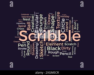 Scribble Word Cloud-Vorlage. Vektorhintergrund des Kunstkonzepts. Stock Vektor
