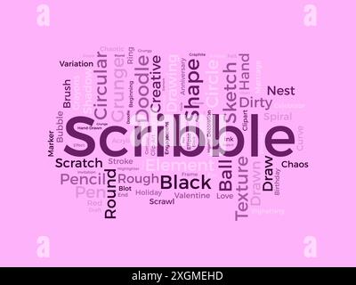 Scribble Word Cloud-Vorlage. Vektorhintergrund des Kunstkonzepts. Stock Vektor