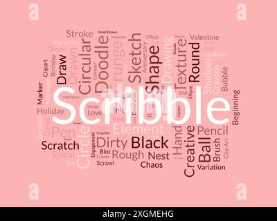 Scribble Word Cloud-Vorlage. Vektorhintergrund des Kunstkonzepts. Stock Vektor