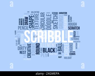Scribble wordcloud-Vorlage. Vektorhintergrund des Kunstkonzepts. Stock Vektor