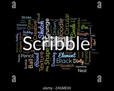 Scribble Word Cloud-Vorlage. Vektorhintergrund des Kunstkonzepts. Stock Vektor