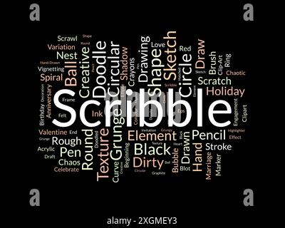 Scribble Word Cloud-Vorlage. Vektorhintergrund des Kunstkonzepts. Stock Vektor