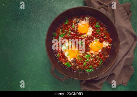Spiegeleier in Tomatensauce, Chirbuli, Shakshuka, Frühstück, Eier in Tomaten Stockfoto