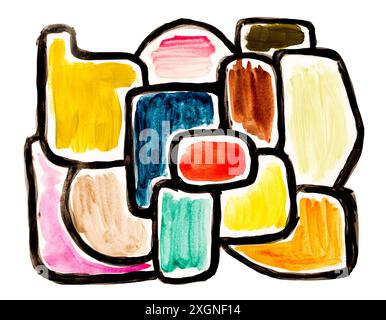 Abstrakter Hintergrund, auf weißem Hintergrund, Zeichnung, Gouache, Aquarellfarbe Stockfoto