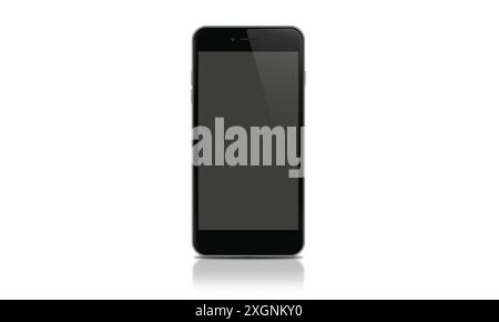 Elegantes schwarzes Smartphone mit leerem Bildschirm, mit moderner Technologie und minimalistischem Design Stockfoto
