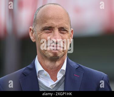 Ehemaliger englischer Cricket-Spieler Nasser Hussain während des 1. Rothesay Test Match Day 1 England gegen West Indies at Lords, London, Großbritannien, 10. Juli 2024 (Foto: Mark Cosgrove/News Images) Stockfoto