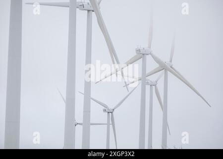 Windpark, Sierra de Pela, Spanien Stockfoto