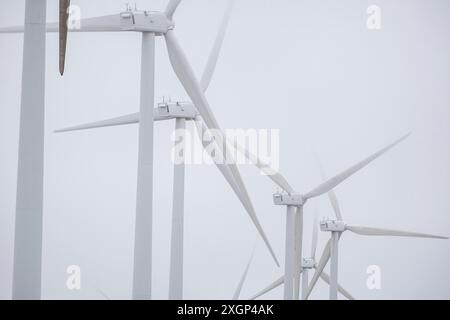 Windpark, Sierra de Pela, Spanien Stockfoto