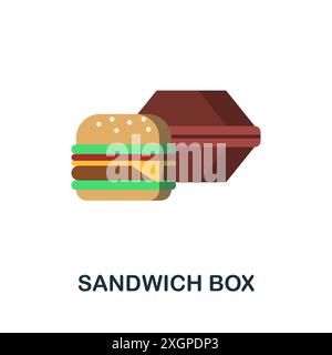 Sandwich Box Flachsymbol. Farbiges Schild aus der Take-away-Service-Abholung. Kreative Sandwich-Box-Icon-Illustration für Webdesign, Infografiken und vieles mehr Stock Vektor
