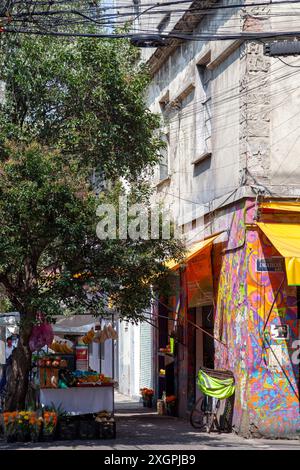 Händler und Lebensmittelgeschäft an der Ecke Merida und Calle Zacatecas in roma Norte in Mexiko-Stadt, Mexiko Stockfoto