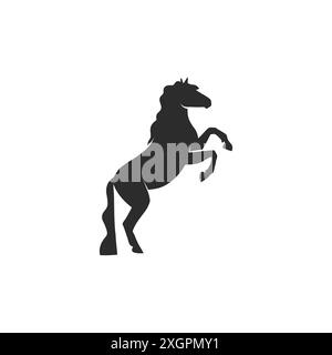 Hand gezeichnete Vektor abstrakte Pferd Logo Silhouette Illustration. Silhouette mit Pferdelogo. Pferdezucht, schwarze Emblem-Grafik. Vektor-Tierpferd-Logo Stock Vektor