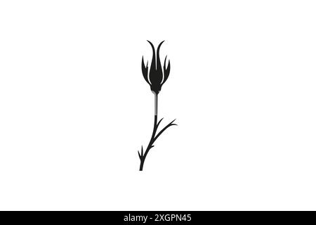 Silhouette einer Illustration eines einzelnen Tulpenblütenstiels Stock Vektor