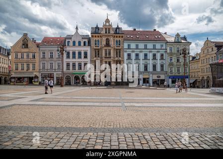 Altstadt Edvard Benes Platz im historischen Stadtzentrum von Liberec, Tschechische Republik am 6. Juli 2024 Stockfoto