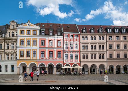 Altstadt Edvard Benes Platz im historischen Stadtzentrum von Liberec, Tschechische Republik am 6. Juli 2024 Stockfoto