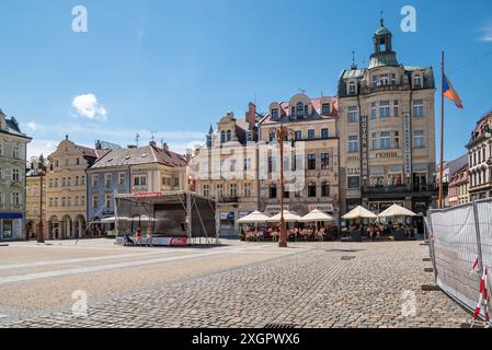 Altstadt Edvard Benes Platz im historischen Stadtzentrum von Liberec, Tschechische Republik am 6. Juli 2024 Stockfoto