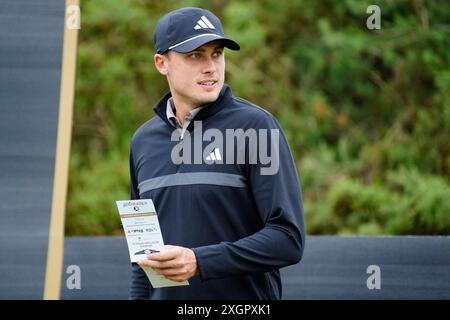 Gullane, Schottland, Großbritannien. Juli 2024. Pro am Übungstag bei den Genesis Scottish Open, der vom Donnerstag, 11. Juli bis 14. Juli auf dem Renaissance-Kurs vor Gullane in East Lothian beginnt. Bild: Iain Masterton/Alamy Live News Stockfoto