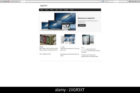 Screenshots von Schwarzmarktplätzen im Dark Net, die illegale Dienstleistungen verkaufen, gefälschtes Geld, Banknoten, gefälschte Drogen, Waffen, gefälschte IDs usw. Stockfoto