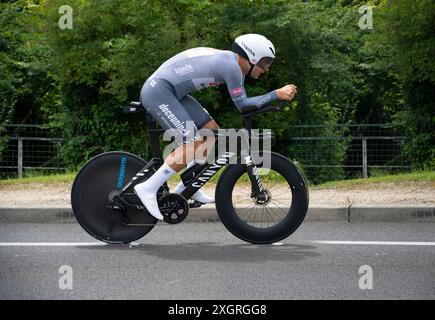 Jonas Rickaert, Alpecin-Deceuninck, 2024 Tour de france Stage 7 Zeitschrift von Nuits-Saint-Georges nach Gevrey-Chambertin, Burgund, Frankreich. Stockfoto