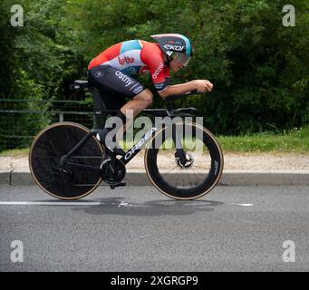 Arnaud de Lie, Lotto Dstny, 2024 Tour de france Stage 7, Timetrial von Nuits-Saint-Georges nach Gevrey-Chambertin, Burgund, Frankreich. Stockfoto