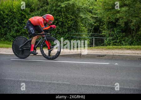 Jonathan Castroviejo, Ineos Grenadiers, 2024 Tour de france Stage 7, Timetrial von Nuits-Saint-Georges nach Gevrey-Chambertin, Burgund, Frankreich. Stockfoto