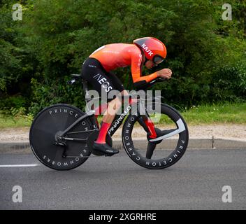 Tom Pidcock, Ineos Grenadiers, 2024 Tour de france Stage 7, Timetrial von Nuits-Saint-Georges nach Gevrey-Chambertin, Burgund, Frankreich. Stockfoto