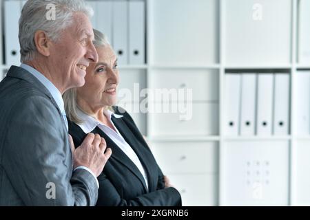 Porträt eines älteren glücklichen Paares im Büro Stockfoto