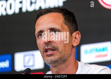 Dino Toppmoeller (Eintracht Frankfurt, Trainer), GER, Eintracht Frankfurt, Pressekonferenz, Fussball, Bundesliga, Saison 2024/2025, 10.07.2024. Foto: Eibner-Pressefoto/Florian Wiegand Stockfoto