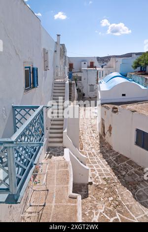 Schloss Antiparos, Teilansicht der mittelalterlichen venezianischen Burg, wo die inneren Häuser die Außenmauern der eigentlichen Burg bildeten. Stockfoto