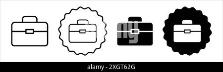 Aktenkoffer Symbol Logo Vektorumrandung in Schwarz-weiß Stock Vektor