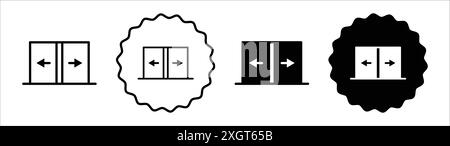 Automatisch öffnende Tür Symbol Logo Vektorkontur in Schwarz-weiß Stock Vektor