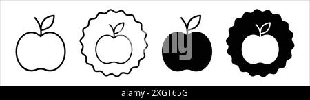 Apple Icon Logo Vektorkontur in Schwarz-weiß Stock Vektor