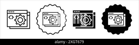 Back-End-Symbol-Logo-Vektorkontur in Schwarz-weiß Stock Vektor