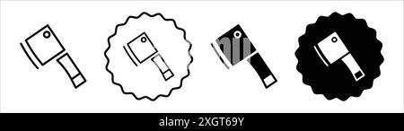 Cleaver für Fleisch Symbol Logo Vektor Umriss in schwarz-weiß Farbe Stock Vektor