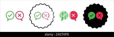 Aktivieren Sie die Option falsch oder wahr Symbol Logo Vektorkontur in Schwarz-weiß Stock Vektor