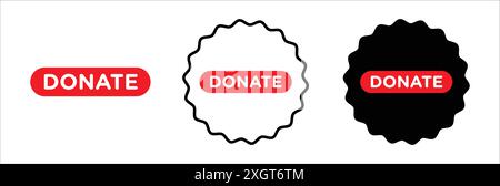 Spenden Button Symbol Logo Vektor Umriss in schwarz-weiß Farbe Stock Vektor