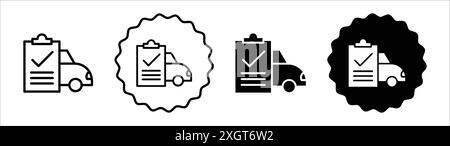 Auto-Reparatur-Checkliste Symbol Logo-Zeichen Vektor-Umriss in schwarz-weiß Farbe Stock Vektor