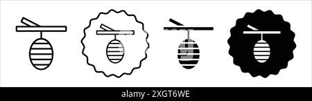 Cocoon-Symbol-Logo-Vektor-Umrisse in schwarz-weiß Stock Vektor