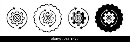 Symbol zur Kostenoptimierung Logo-Vektorumrandung in Schwarz-weiß Stock Vektor