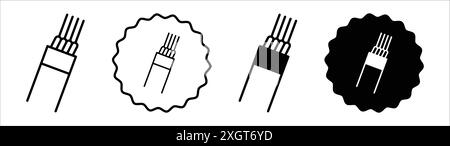 Elektrokabel Symbol Logo Vektorumrandung in Schwarz-weiß Stock Vektor