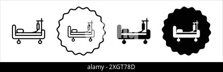 Krankenhausbettsymbol Logo-Zeichen Vektorumriss in schwarz-weiß Farbe Stock Vektor