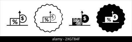 Symbol für Erhöhung der Rate Logozeichen Vektorkontur in Schwarz-weiß Stock Vektor