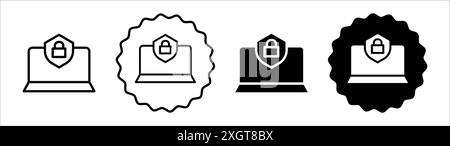 IOT-Sicherheitstools Symbol Logo Vektorumrandung in Schwarz-weiß Stock Vektor