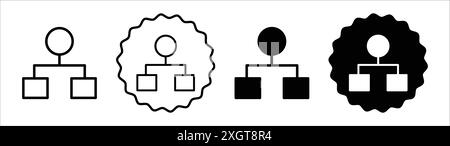 Hierarchische Reihenfolge Symbol Logozeichen Vektorkontur in Schwarz-weiß Stock Vektor